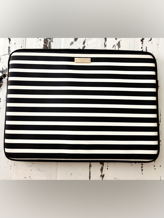 kate spade Accessories - kate spade Black and White Striped Laptop Sleeve